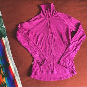 Icebreaker 3/4 zip, fuchsia, 100% merino wool top size xs